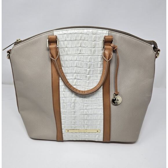 Brahmin Large Duxbury Satchel Bag in Macaroon Lady Vineyard Croc - Picture 2 of 9